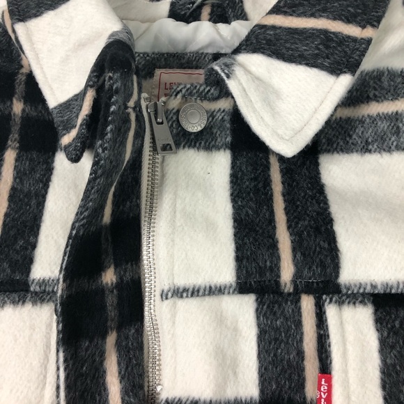 Levi’s Wool Blend Plaid Quilted Lining Womens Shorty Full Zip Jacket NWT - Picture 3 of 7